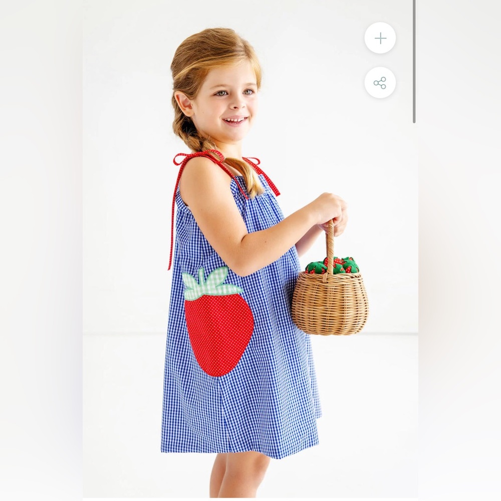 NWT The beaufort bonnet company shoulder tie dress with strawberry appliqué